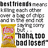 A static pixelated image shows a golden hourglass with pink sand, surrounded by black and white text reading "haha. you bad loser."