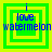 Four identical square display layered green and yellow borders with blue text reading 'i love watermelon' in a pixelated font