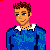 Pixelated character portraits on bright pink background with overlaid text phrases in white block letters.