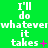 Green background with white text repeating 'I'll do whatever it takes' across three , each showing different animation states of the plus symbol