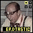 nine shows a man in suspenders and bow tie with changing text below him, each displaying a different pixelated spelling of 'NERD' and 'TASTIC' in yellow on black