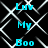 Black background with white geometric lines forming a pattern, overlaid with cyan text reading "Luv My Boo Luv" in vertical alignment