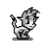 Pixelated character with spiky hair performs sequential martial arts poses on gray background, transitioning from standing to kicking motions.