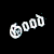 A 50x50 pixel animated buddy icon featuring text elements on a black background with gray transparency, arranged in a contact sheet layout showing three frames.