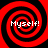 Four identical red and black spiral patterns arranged in a , each containing the text 'Myself!' in white pixelated font
