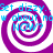 Purple and white spiral pattern with blue text reading "Set dizzy. Set dizzy. w about now Now?" repeated across four quadrants.