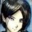 Pixelated close-up of a person's face with dark hair, light skin tone, and closed eyes against a gradient background.