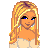 Pixel art contact sheet showing multiple frames of a blonde female character with blue eyes, wearing a white crop top and black pants, alongside pink text reading "Ashley Ashley" with small star symbols.