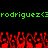 Green text 'rodriguez<3rodriguez<3' appears above red pixelated shapes on a black background, with no visible motion changes.
