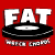 Static pixel art icon featuring bold white text "FAT" above a black UFO-like object on red background with partial lower text.