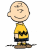 A 4x4 contact sheet of Charlie Brown cartoon frames with text labels, showing animation variations in text and color.