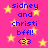 Pixelated text and yellow stars on a pink background, with blue text reading "sidney and christi bffl! <33" repeated twice in vertical alignment.