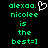 Green pixelated text on black background with a white heart symbol above 'nicolee' in the left view, identical text without the heart in the right view.