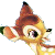 Pixelated close-up of a cartoon deer's face with large eyes and brown-and-yellow fur against gray background.