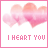 Animated pink watercolor hearts with 'I HEART YOU' text and varying heart symbols below, displayed in a