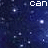 Animated contact sheet of a space-themed buddy icon with scrolling text and starry background across 11 frames