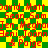 Red text on a green and yellow checkered background repeats names in multiple with an ampersand
