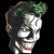 A split-screen animated buddy icon featuring a pixelated Joker face on the left and green text reading "Original Icons .com" on the right against a black background.