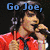 Four- shows a person with long dark hair in different poses and clothing, each with 'Go Joe,' text in distinct colors