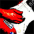 A static pixelated image shows a red vehicle with a white roof and black accents against a dark background.