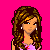 Pixel art contact sheet showing a Valentine's Day-themed animated icon with three frames of a female character in pink and black attire against a bright pink background with white hearts.
