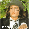 nine identical images showing a person in formal attire with long hair, wearing a hat and polka-dot tie against green foliage background