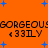 Orange background with blue plus signs and repeated pixelated text 'GORGEOUS' and '<33ILY' in black.