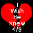 Red broken heart with white text "I Wish He Knew" and a small pixelated symbol below, on black background.