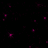 Black background with scattered magenta square particles and a solid gray rectangle in the bottom-right corner.