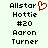 Pixelated text displays 'Allstar', 'Hottie', '#20', 'Aaron Turner' with a red heart symbol on the left side of the frame.