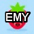 Pixelated icon shows red fruit with green leafy top, black rectangular bar with white text "EMY" overlaid on fruit, light blue background.