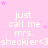 Pink background with repeated text 'just call me mrs. checkler<3' and scattered pink stars, no visible animation changes.