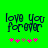 Green background with dark green text reading 'love you forever' and five pink/brown pixelated flowers below.