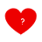 Four red heart shapes arranged in a , each containing a white question mark symbol on a white background