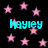 Black background with pink stars and cyan text reading 'hayley' repeated four times in a pattern