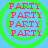 Four identical circular icons with green concentric rings and red 'PARTY' text repeated four times on a light blue background.