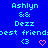 Blue background with cyan pixelated text reading "Ashlyn & Dezz" and "best friend" with two heart symbols below, one cyan and one pink.