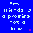 Blue background with white pixelated text reading "Best friends is a promise not a label" and pink symbols changing across frames.