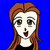 Animated sequence of a cartoon character with brown hair and green eyes showing multiple facial expressions against blue background.