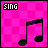 Six- of pink checkered backgrounds with black musical notes and 'SING' text, showing animation changes in note positions and text color