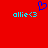 Red background with two identical cyan text strings 'ollie<3' and a blue pixelated heart symbol above the left string.