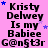 Pixelated text on pink background with blue stars, repeating 'Kristy Delwey Is my Babiee G@n$t3r' across four and three , with blue stars shifting positions between observations