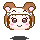 Pixel art character with brown hair, pink cheeks, and mouse ears wearing a white headband with gray stripes.