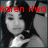 Two side-by-side grayscale images of a woman with long dark hair, each overlaid with red text reading "Karen Hwa" and "Chee Han" respectively.