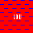 Red background with blue square pattern and repeated white 'LOL' text in pixelated font