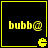 Four identical yellow pixelated icons on black backgrounds with 'bubb@' text and a Pac-Man-like symbol, arranged in a