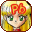 Pixelated cartoon character with blonde hair, green eyes, and a red bow; two side-by-side views show different facial expressions.