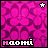 nine identical pink pixelated icons with a repeating pattern, each displaying the text 'наоми' and a white star in the top-right corner