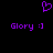 Purple pixelated heart symbol above two identical text phrases on black background.