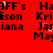 Red background with black text reading 'HaFF's Kriison Jariana Maj' and white star icons scattered across the image.